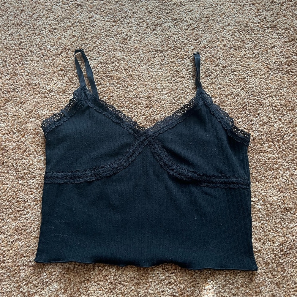 Wild Fable Charcoal Lace Detail Top